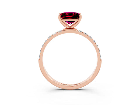 Rose gold Princess Cut Diamond Pavé Band with Six-Prong Setting_3