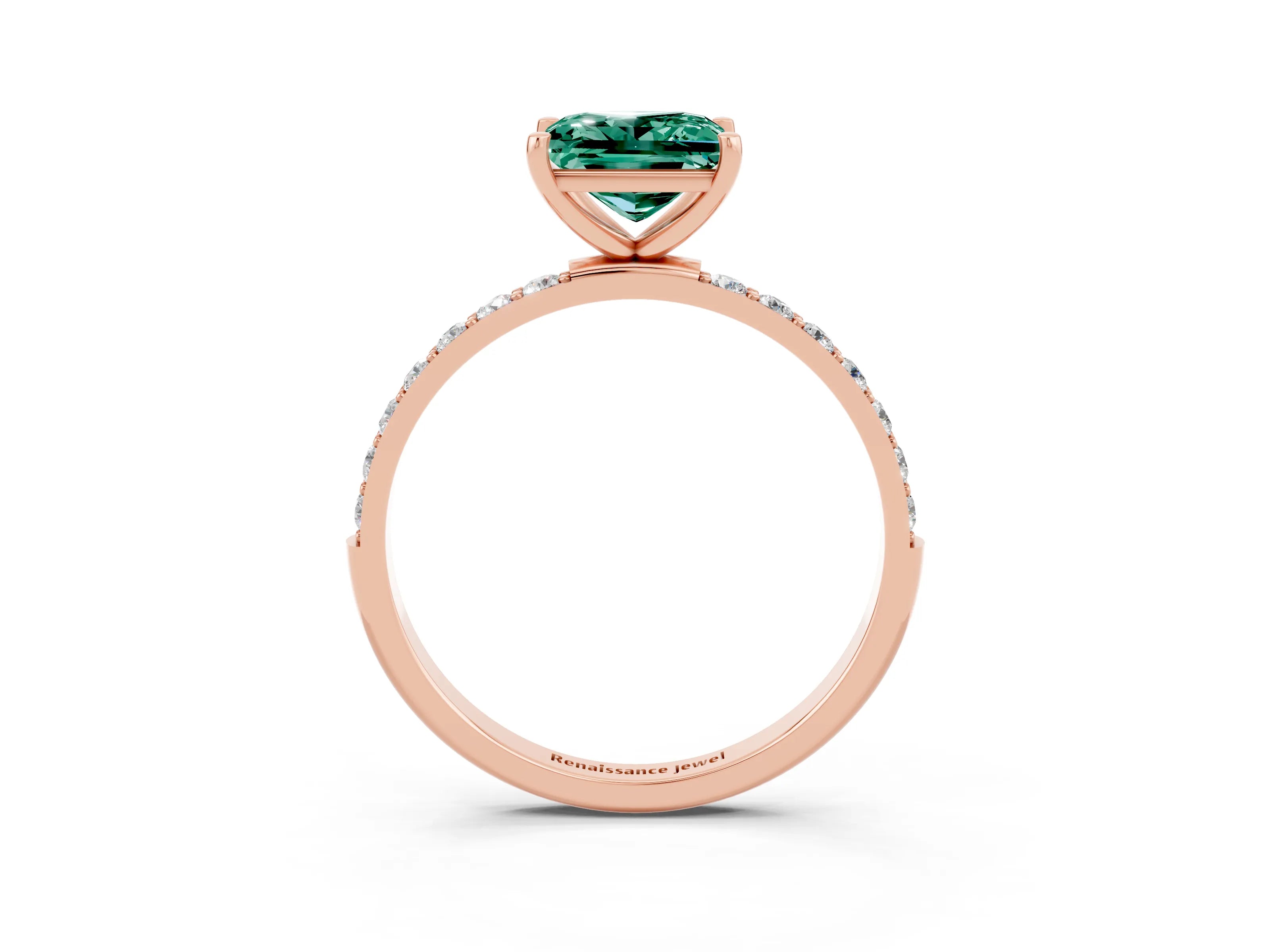 Rose gold Princess Cut Diamond Pavé Band with Six-Prong Setting_3
