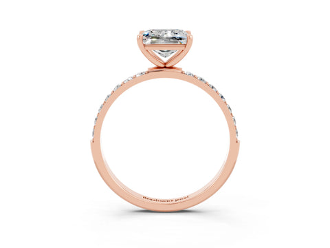 Rose gold Princess Cut Diamond Pavé Band with Six-Prong Setting_3