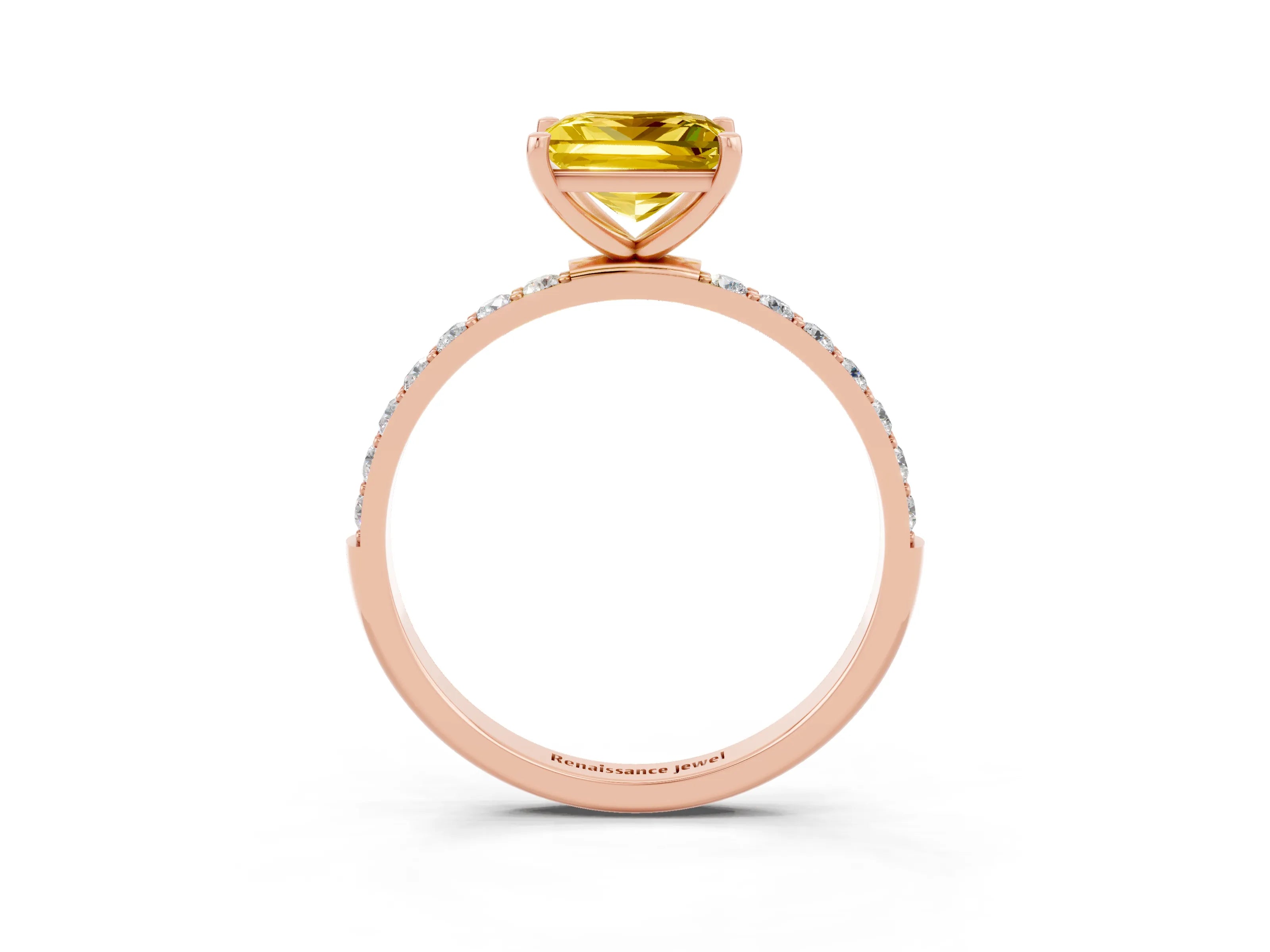 Rose gold Princess Cut Diamond Pavé Band with Six-Prong Setting_3