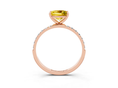 Rose gold Princess Cut Diamond Pavé Band with Six-Prong Setting_3