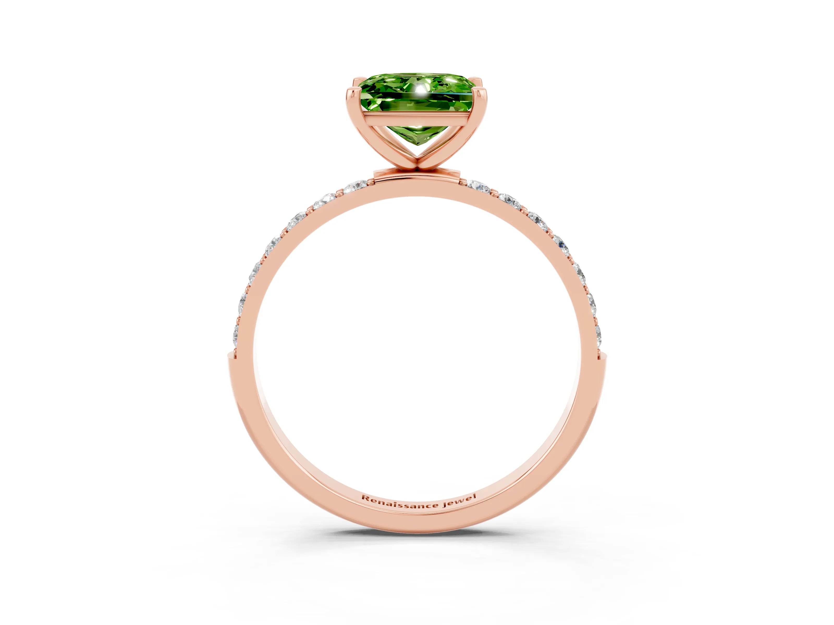 Rose gold Princess Cut Diamond Pavé Band with Six-Prong Setting_3