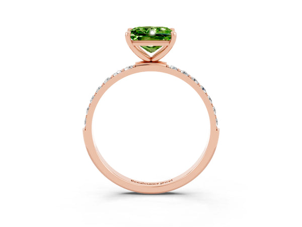 Rose gold Princess Cut Diamond Pavé Band with Six-Prong Setting