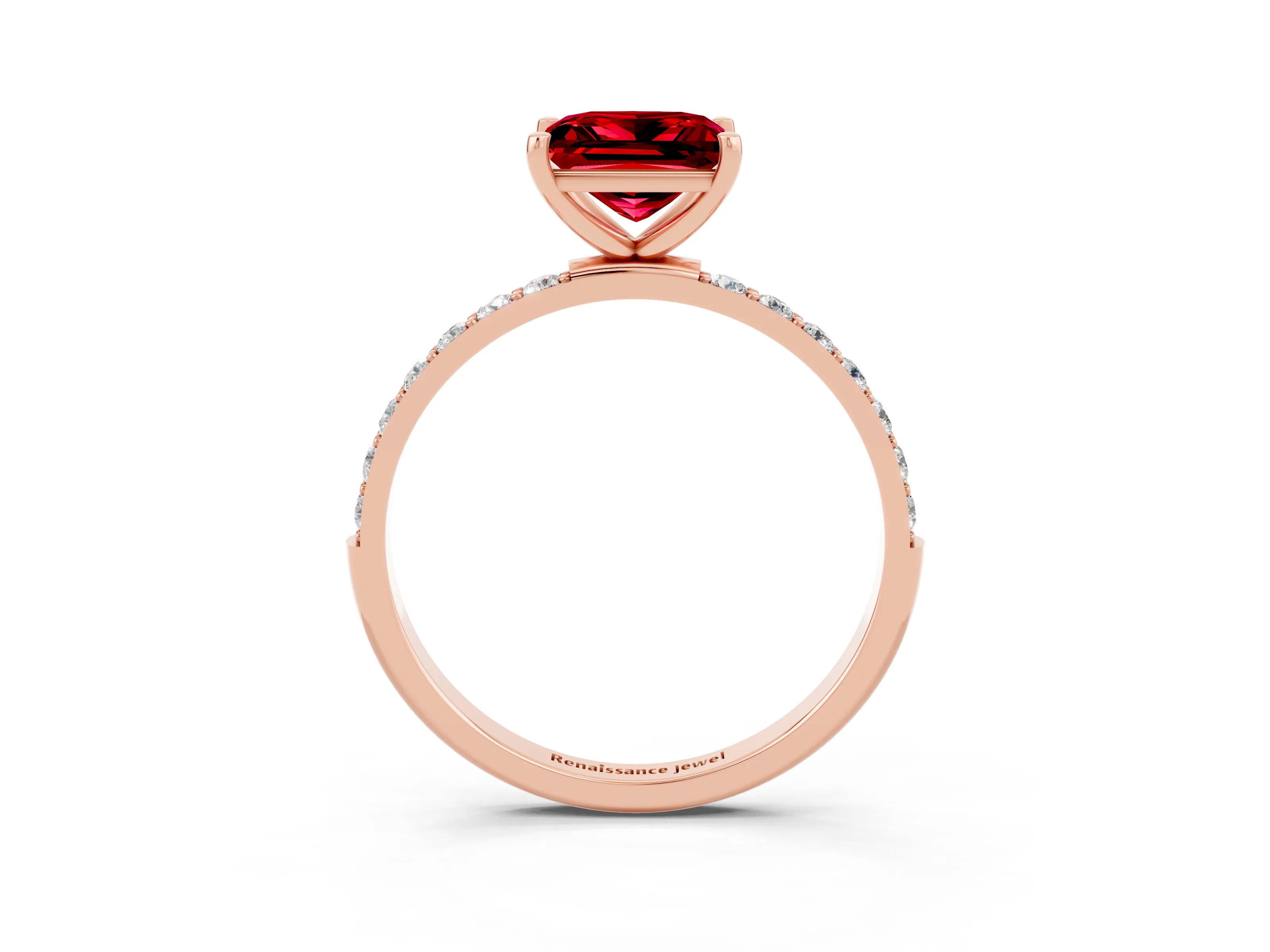Rose gold Princess Cut Diamond Pavé Band with Six-Prong Setting_3