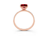 Rose gold Princess Cut Diamond Pavé Band with Six-Prong Setting_3