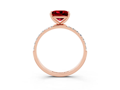 Rose gold Princess Cut Diamond Pavé Band with Six-Prong Setting_3