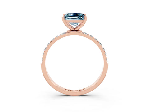 Rose gold Princess Cut Diamond Pavé Band with Six-Prong Setting_3