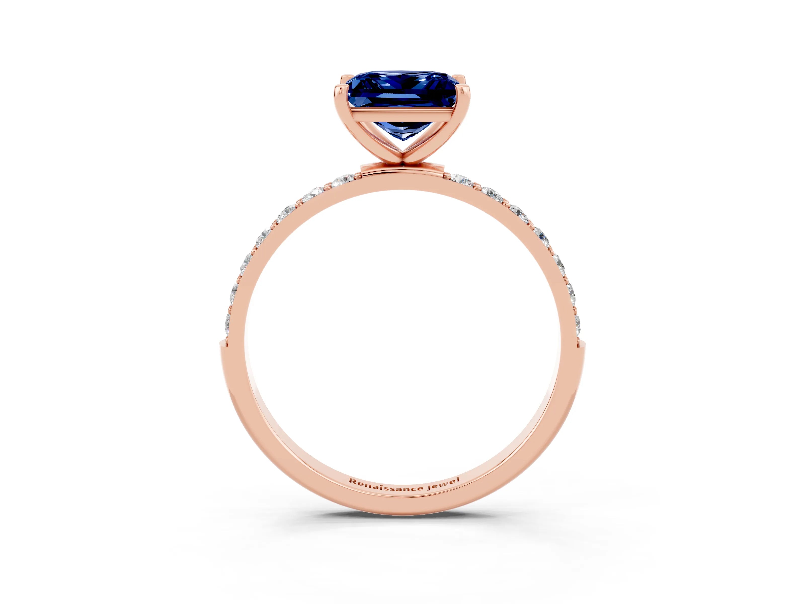 Rose gold Princess Cut Diamond Pavé Band with Six-Prong Setting_3