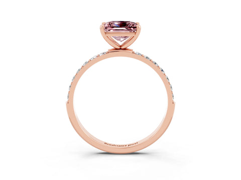 Rose gold Princess Cut Diamond Pavé Band with Six-Prong Setting_3