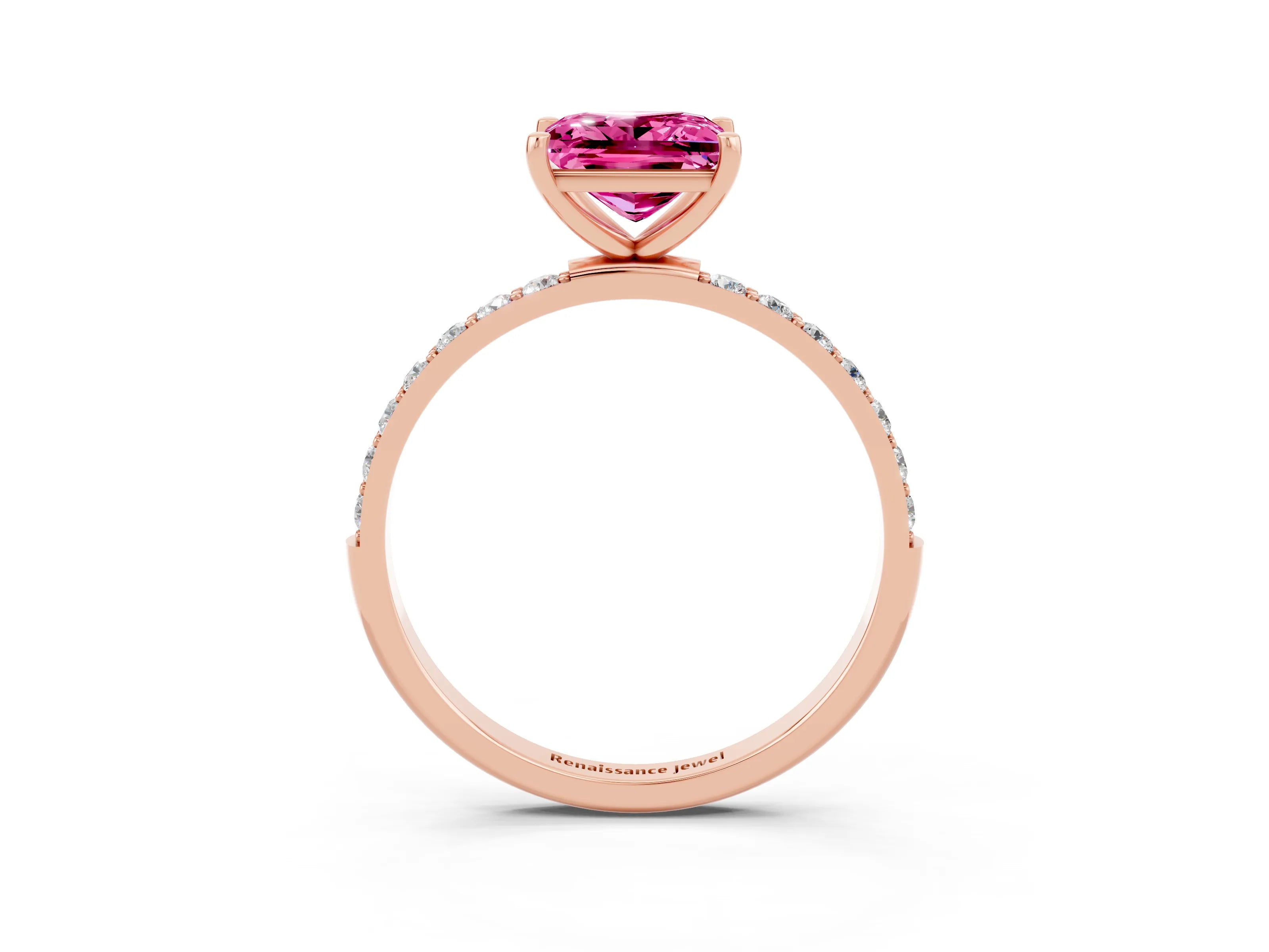 Rose gold Princess Cut Diamond Pavé Band with Six-Prong Setting_3