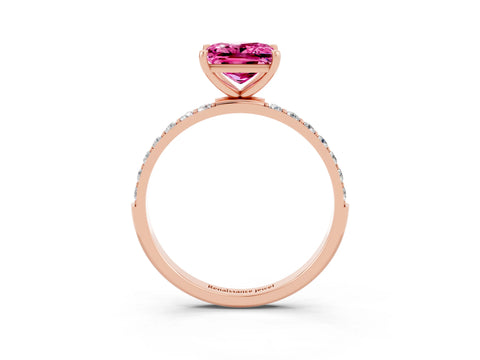 Rose gold Princess Cut Diamond Pavé Band with Six-Prong Setting_3