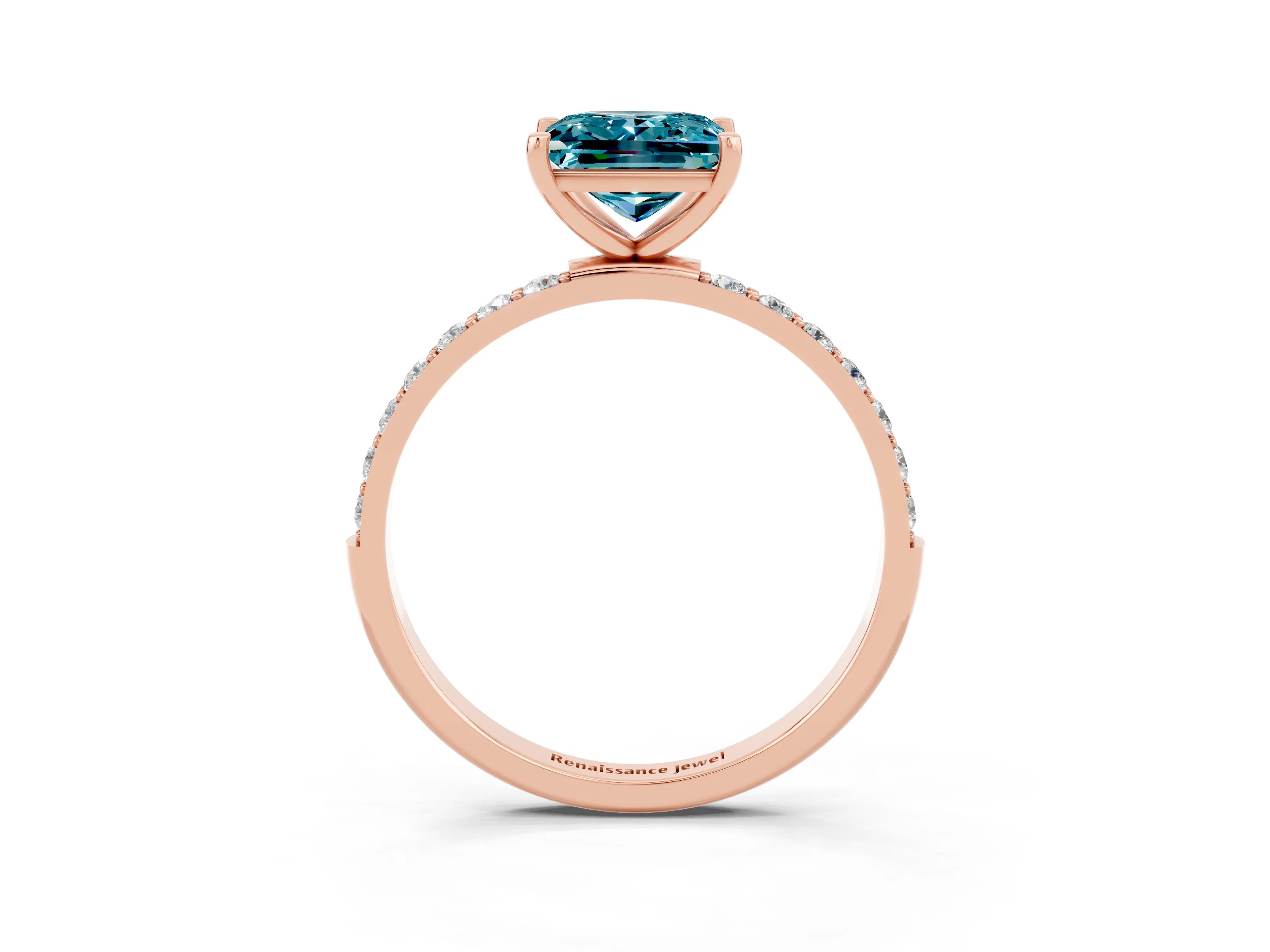 Rose gold Princess Cut Diamond Pavé Band with Six-Prong Setting_3