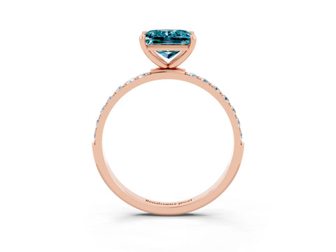 Rose gold Princess Cut Diamond Pavé Band with Six-Prong Setting_3