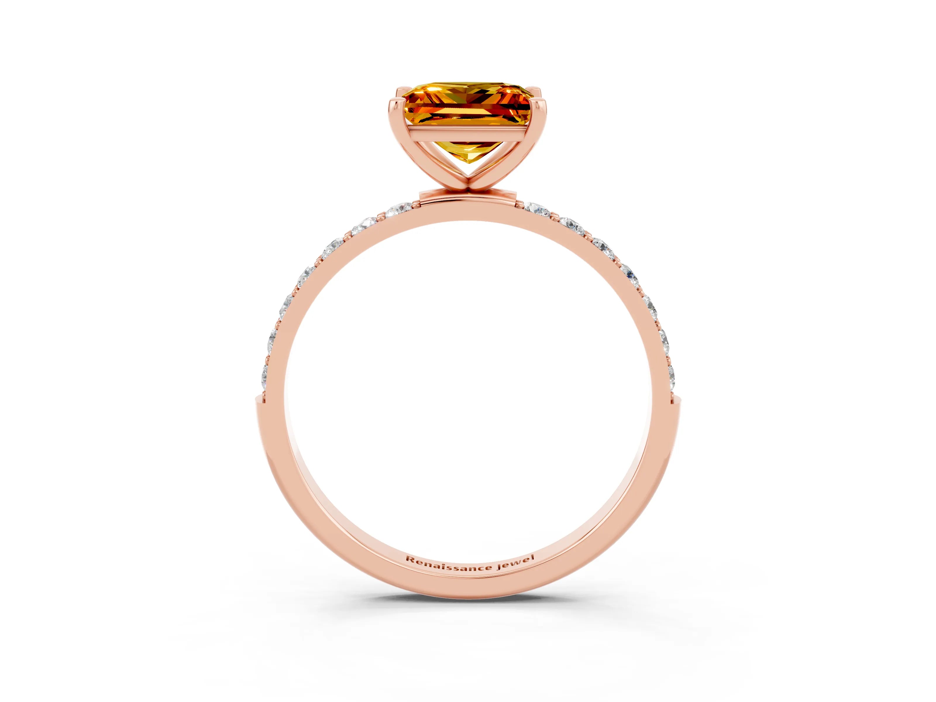 Rose gold Princess Cut Diamond Pavé Band with Six-Prong Setting_3