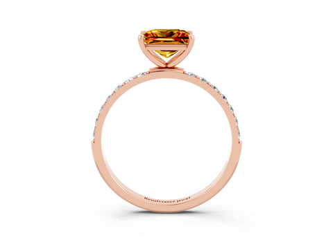 Rose gold Princess Cut Diamond Pavé Band with Six-Prong Setting_3