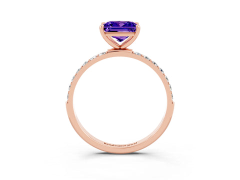 Rose gold Princess Cut Diamond Pavé Band with Six-Prong Setting_3