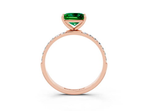 Rose gold Princess Cut Diamond Pavé Band with Six-Prong Setting_3