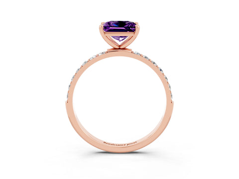 Rose gold Princess Cut Diamond Pavé Band with Six-Prong Setting_3