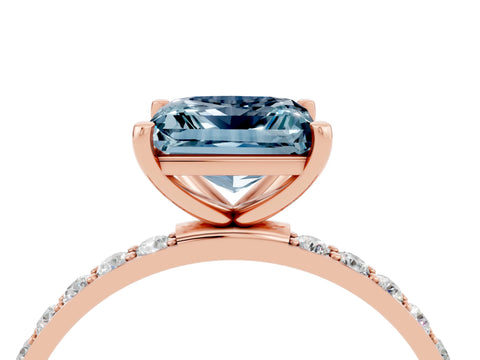 Rose gold Princess Cut Diamond Pavé Band with Six-Prong Setting_4