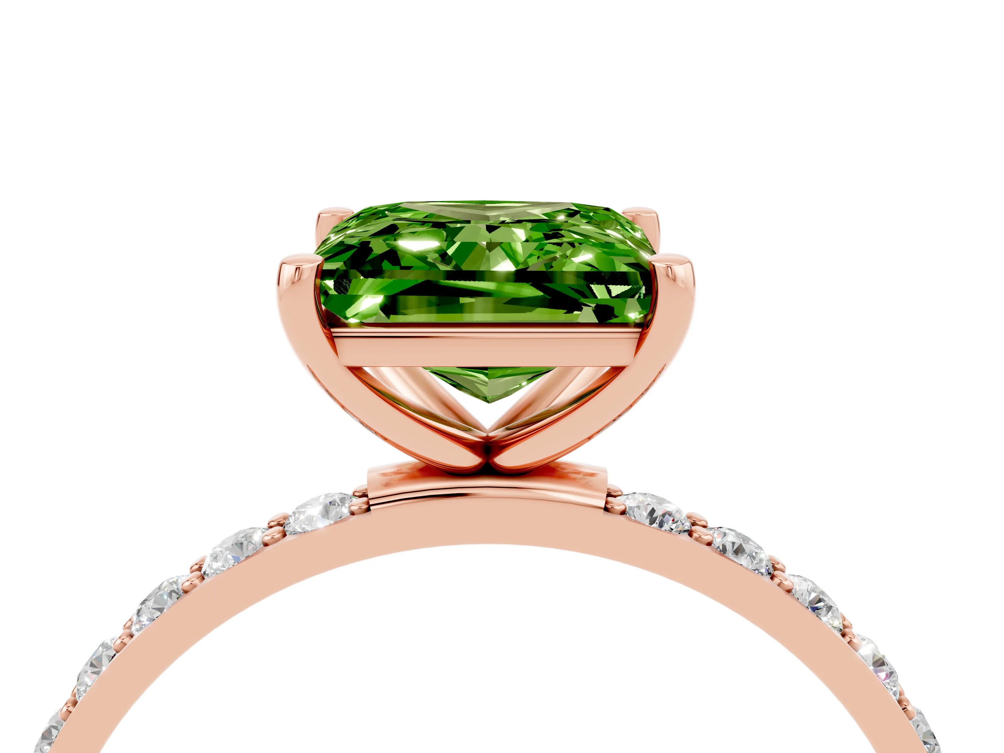 Rose gold Princess Cut Diamond Pavé Band with Six-Prong Setting_4