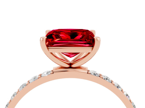 Rose gold Princess Cut Diamond Pavé Band with Six-Prong Setting_4