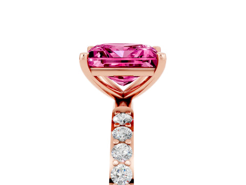 Rose gold Princess Cut Diamond Pavé Band with Six-Prong Setting_5