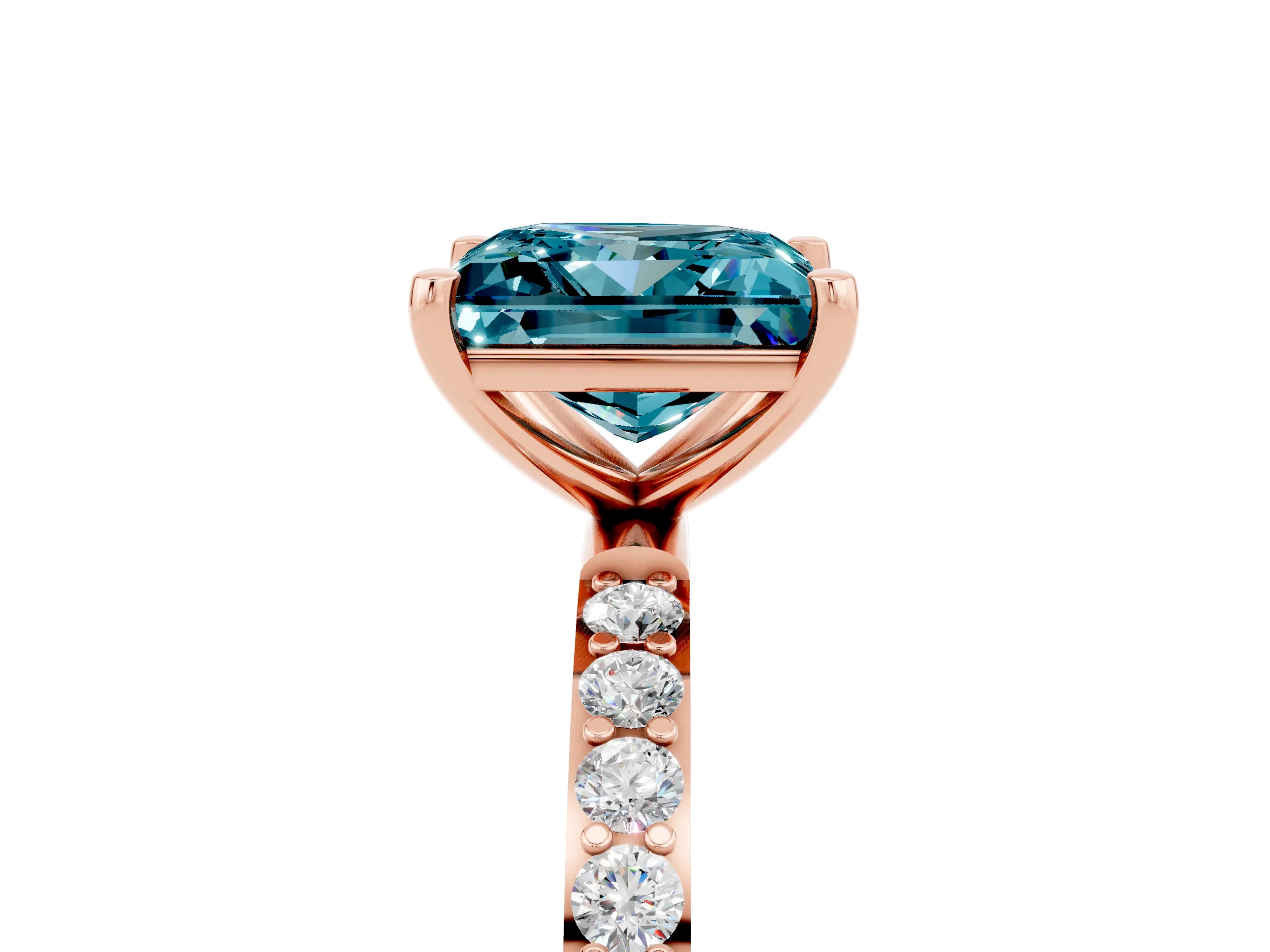 Rose gold Princess Cut Diamond Pavé Band with Six-Prong Setting_5