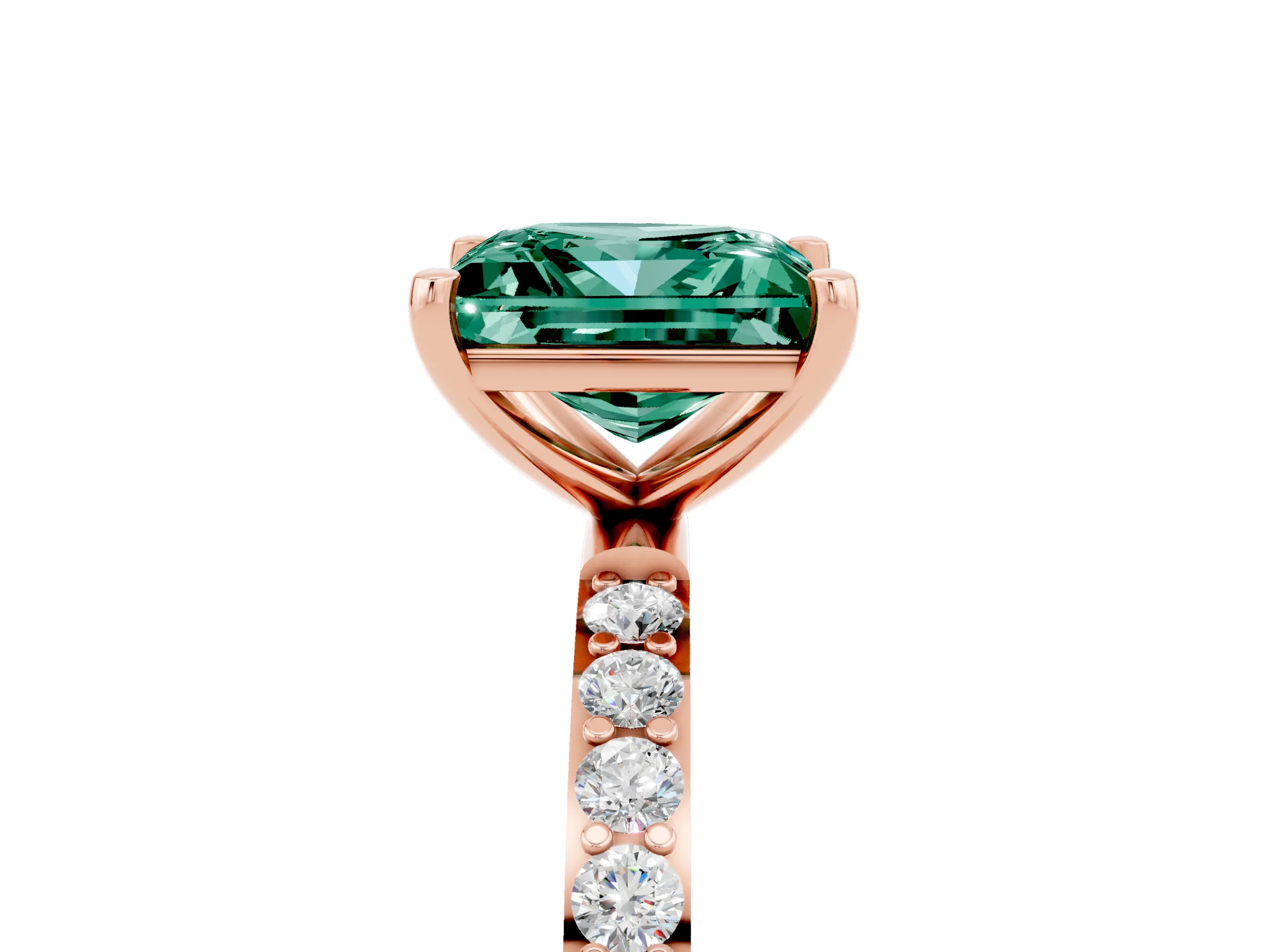 Rose gold Princess Cut Diamond Pavé Band with Six-Prong Setting_5
