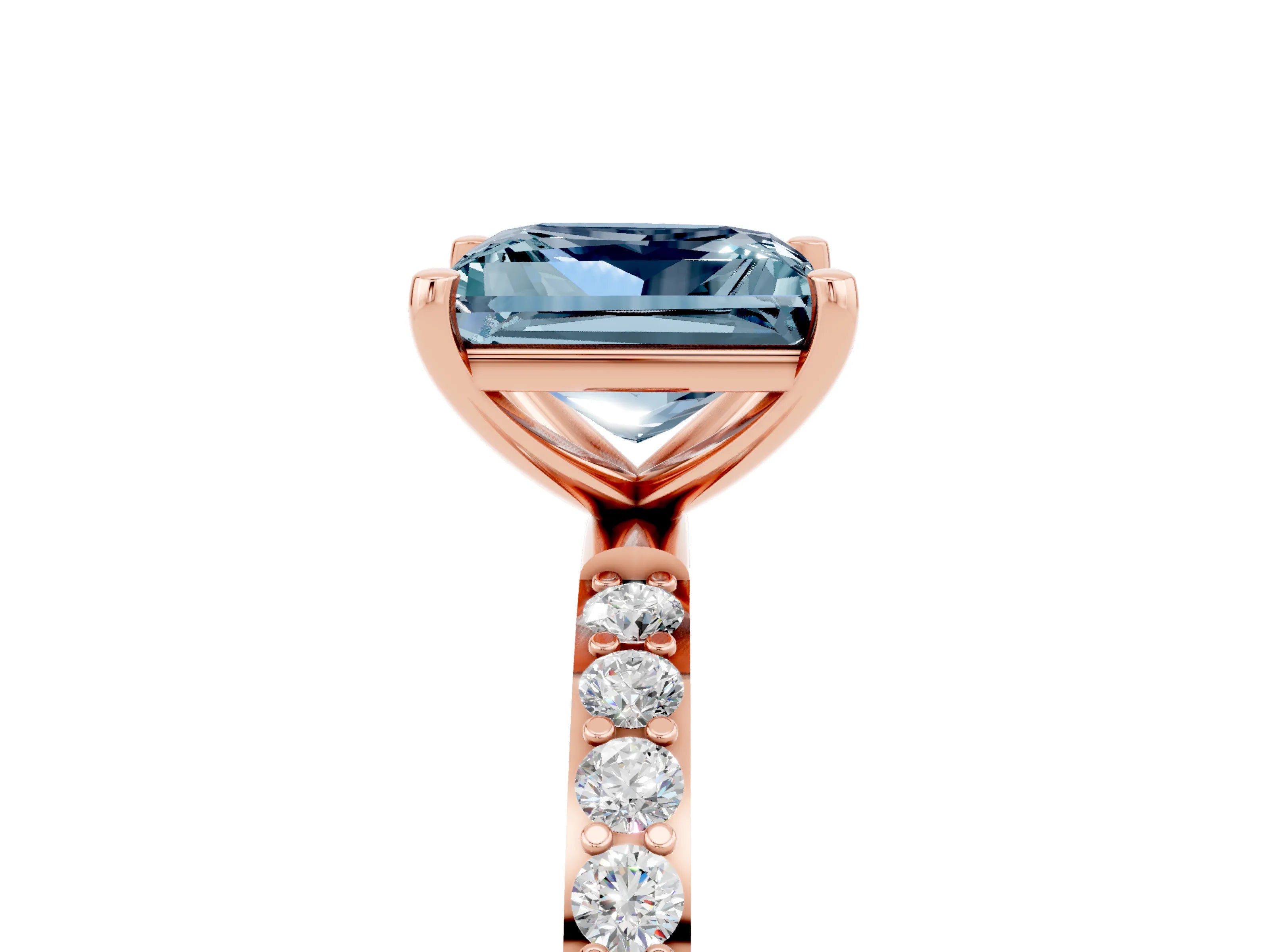 Rose gold Princess Cut Diamond Pavé Band with Six-Prong Setting_5