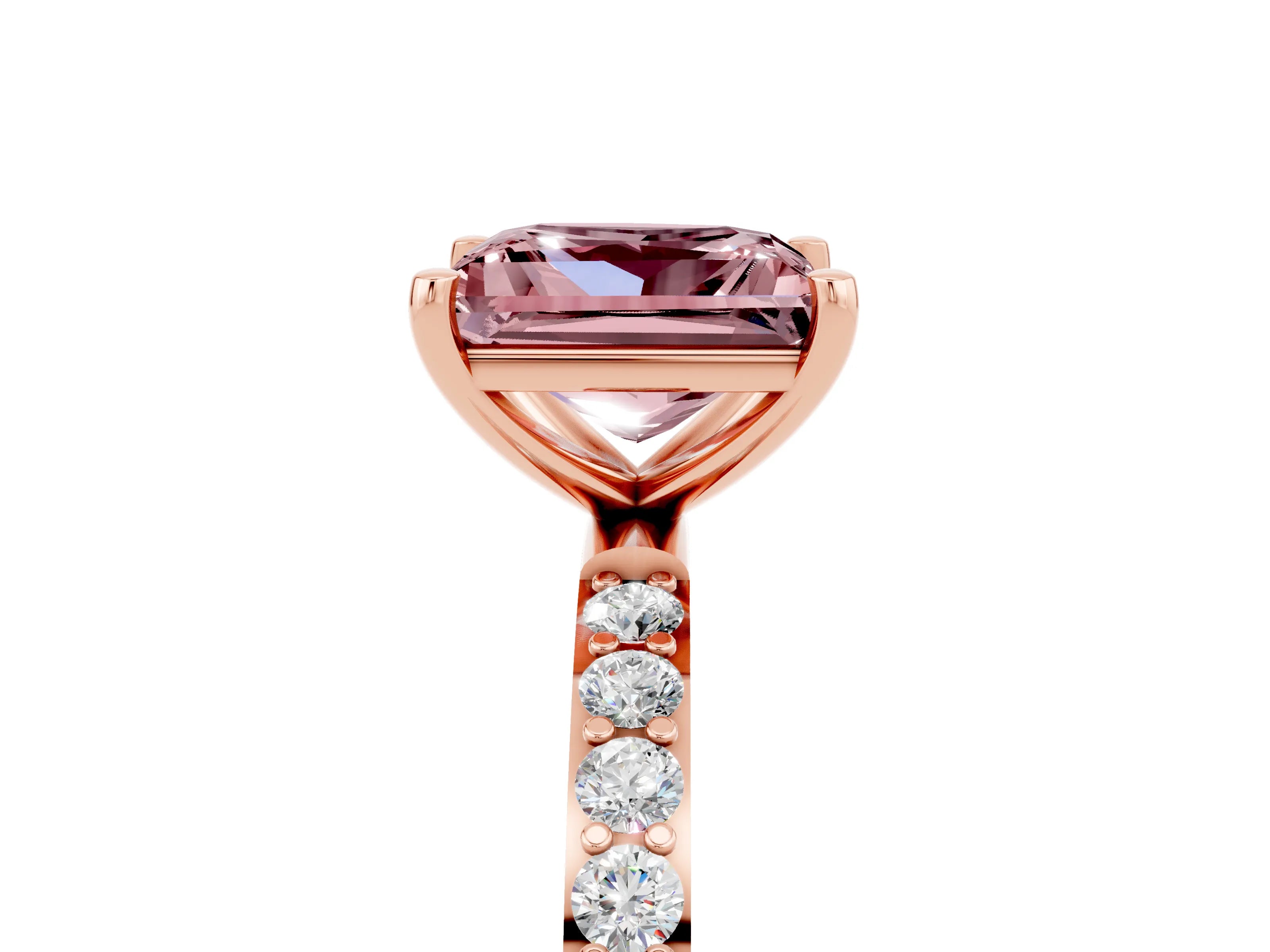 Rose gold Princess Cut Diamond Pavé Band with Six-Prong Setting_5