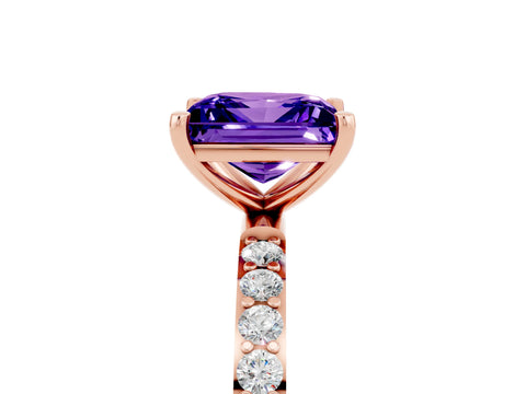 Rose gold Princess Cut Diamond Pavé Band with Six-Prong Setting_5
