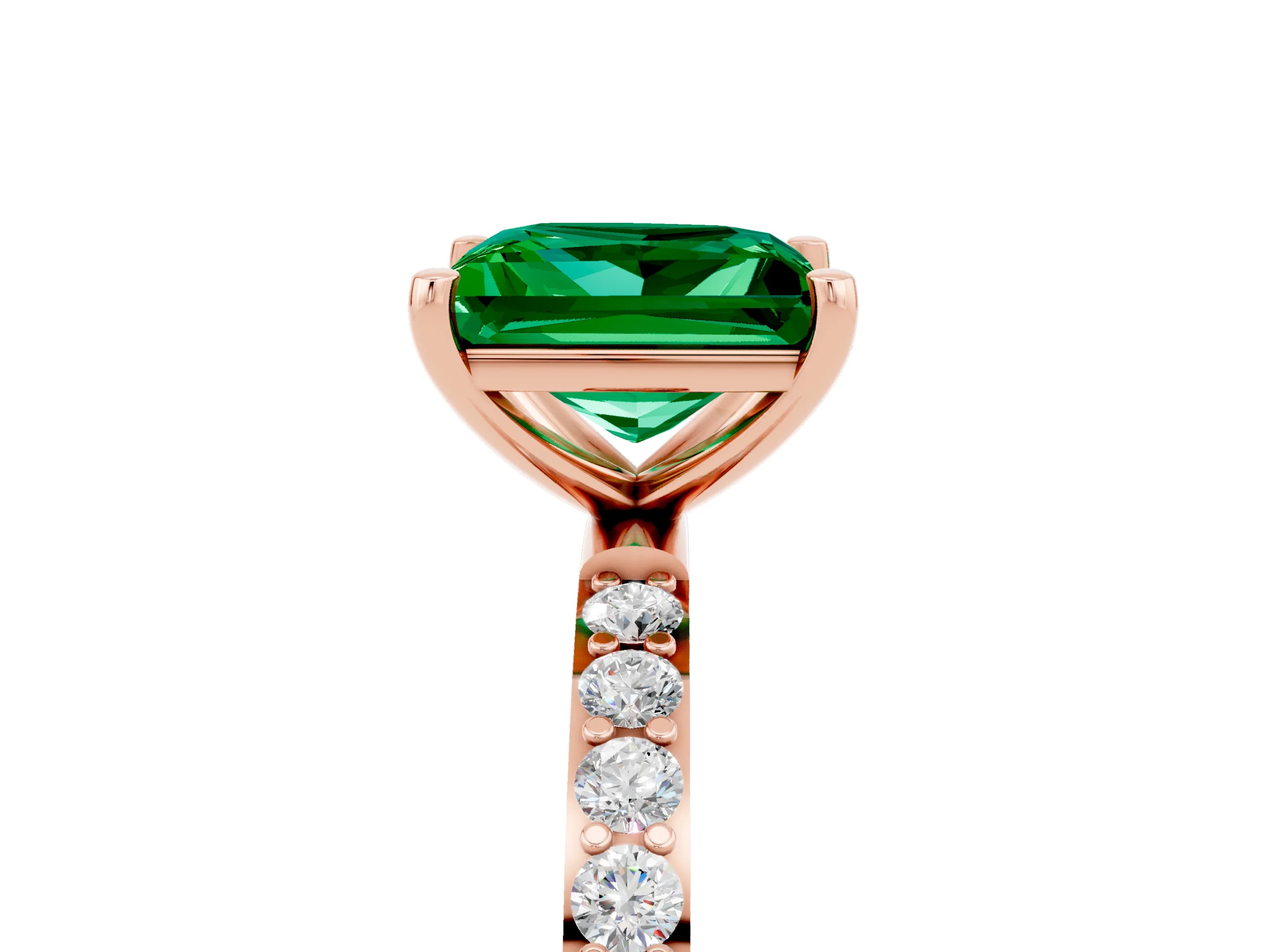 Rose gold Princess Cut Diamond Pavé Band with Six-Prong Setting_5