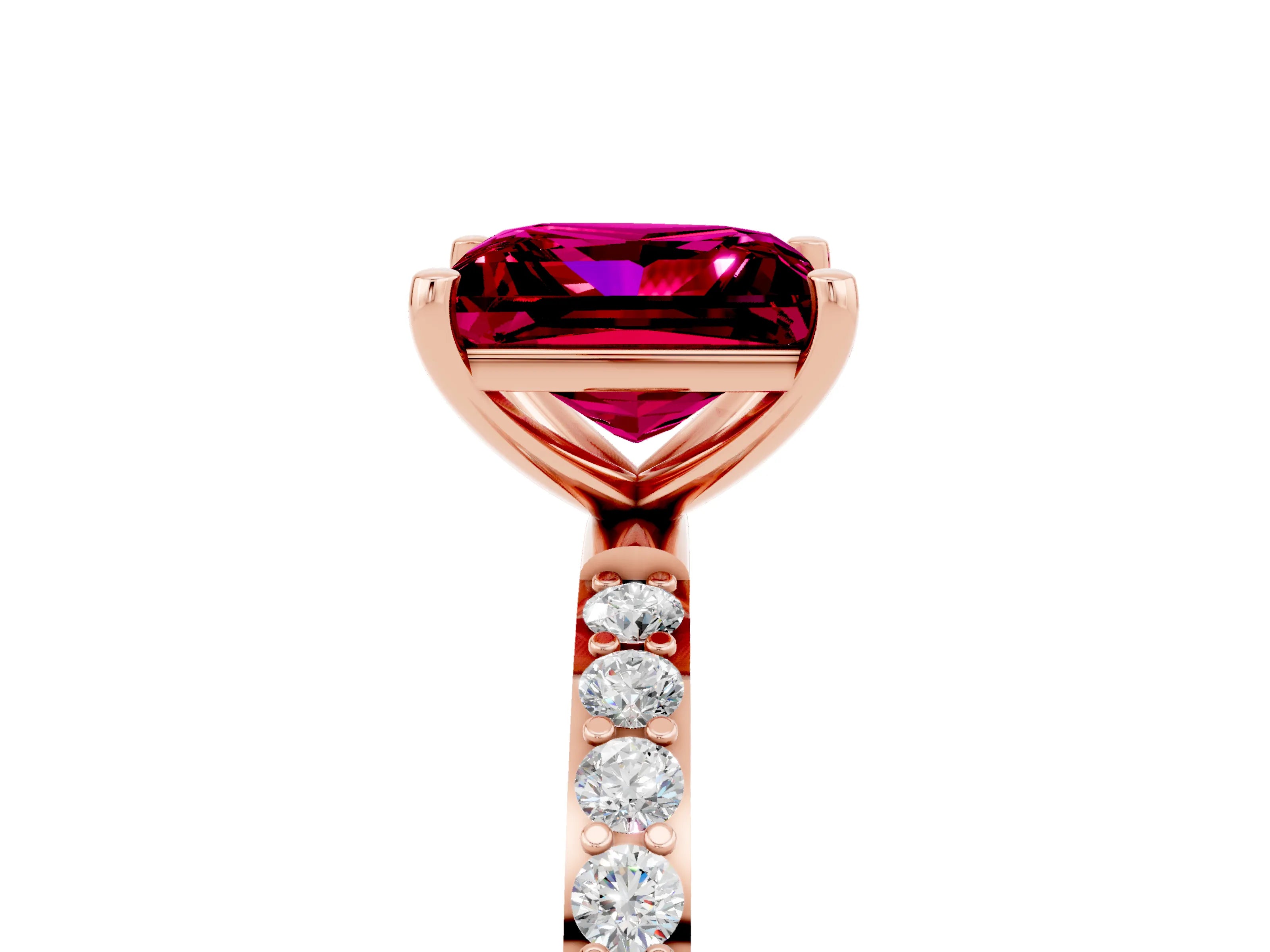 Rose gold Princess Cut Diamond Pavé Band with Six-Prong Setting_5