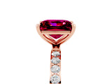 Rose gold Princess Cut Diamond Pavé Band with Six-Prong Setting_5