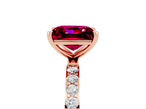 Rose gold Princess Cut Diamond Pavé Band with Six-Prong Setting_5