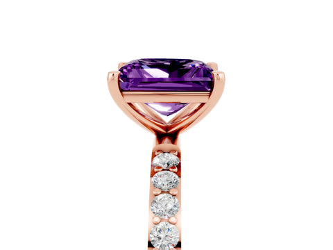 Rose gold Princess Cut Diamond Pavé Band with Six-Prong Setting_5