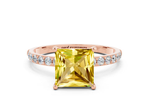 Rose gold Princess Cut Diamond Pavé Band with Six-Prong Setting