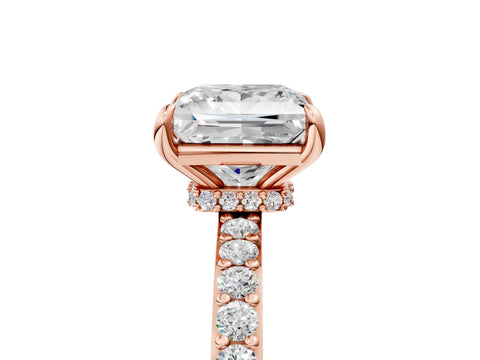 Rose gold Princess Cut Diamond Pavé Engagement Ring with Round with Moissanite side stone Accents and Prong Setting_5