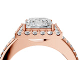 Rose gold Princess Cut Diamond Pavé Halo Ring with Four-Prong Setting_40