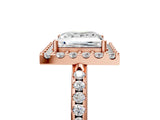 Rose gold Princess Cut Diamond Pavé Halo Ring with Four-Prong Setting_41