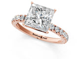 Rose gold Princess Cut Diamond Pavé Solitaire Engagement Ring with Four-Prong Setting_90