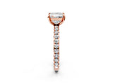 Rose gold Princess Cut Diamond Pavé Solitaire Ring with Round Band and Prong Setting_14