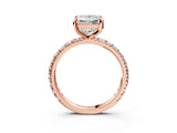Rose gold Princess Cut Diamond Pavé Solitaire Ring with Round Band and Prong Setting_15