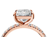 Rose gold Princess Cut Diamond Pavé Solitaire Ring with Round Band and Prong Setting_16