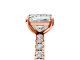 Rose gold Princess Cut Diamond Pavé Solitaire Ring with Round Band and Prong Setting_17