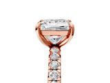 Rose gold Princess Cut Diamond Pavé Solitaire Ring with Round Band and Prong Setting_29