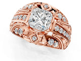 Rose gold Princess Cut Diamond Pave Art Deco Split Shank Ring with Four-Prong Setting_26