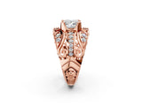 Rose gold Princess Cut Diamond Pave Art Deco Split Shank Ring with Four-Prong Setting_27