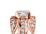 Rose gold Princess Cut Diamond Pave Art Deco Split Shank Ring with Four-Prong Setting_30