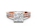 Rose gold Princess Cut Diamond Pave Band with Four-Prong Setting_19